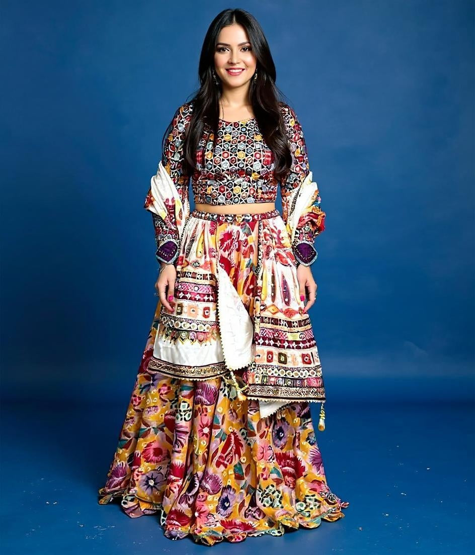 Multi-colour choli Ghagra
