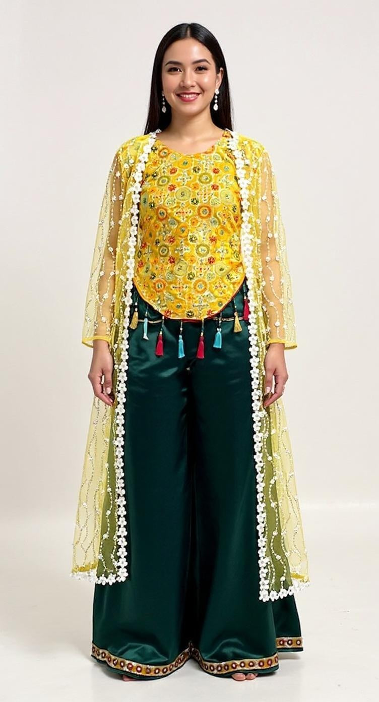 Plazo-Top with Dupatta or Jacket