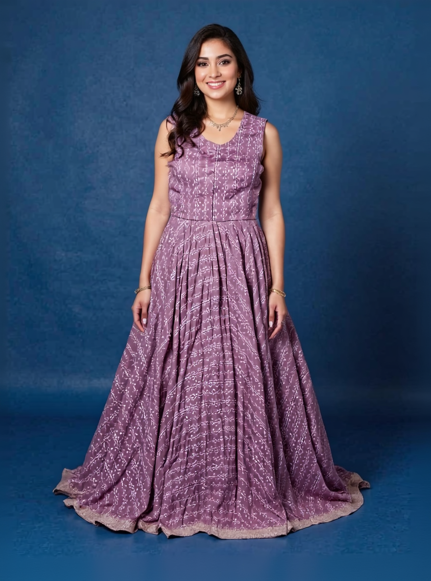 Gown with Jacket (lavender colour and pink jacket)