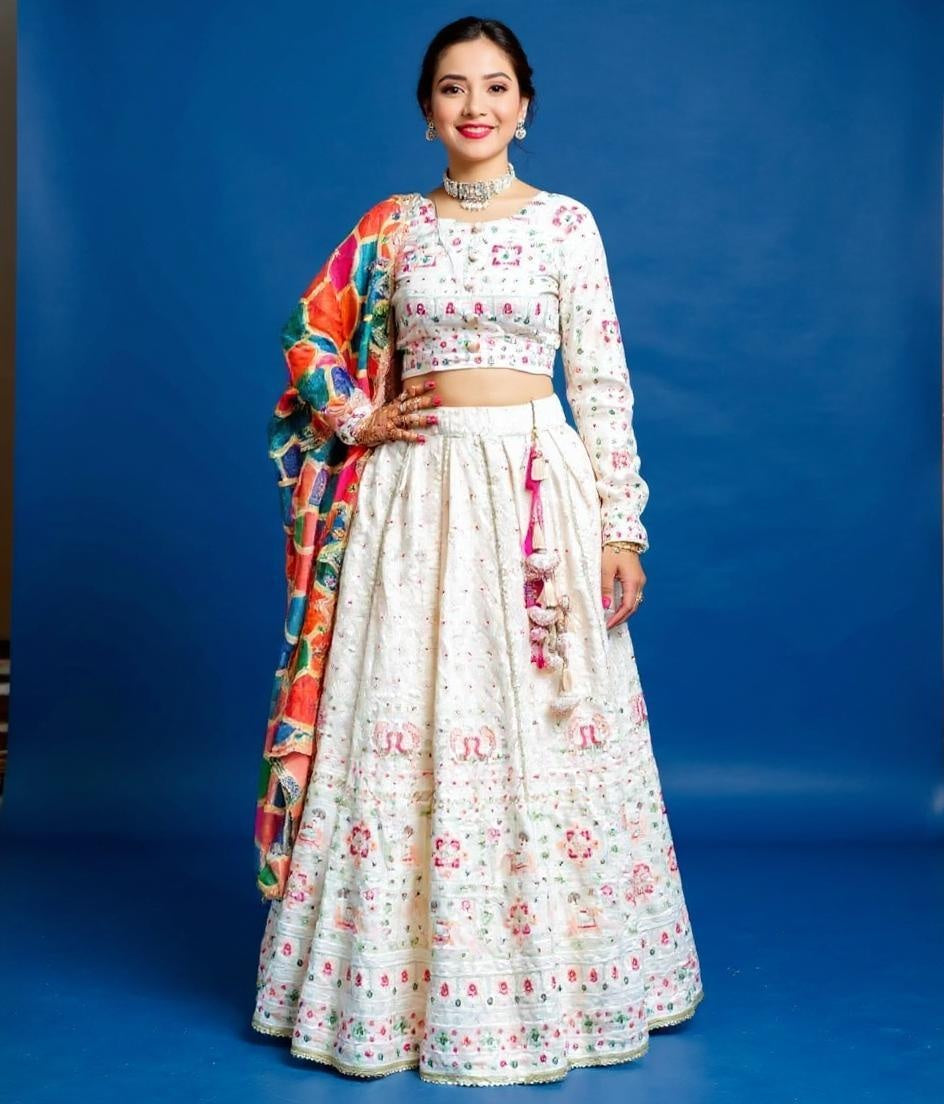 Chaniya Choli (White,red)