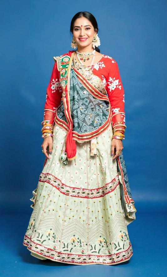 Chaniya Choli (Red and light green)