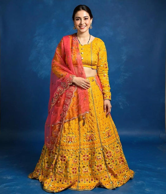 Chaniya Choli (Yellow and pink)
